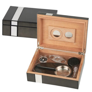 Humidor-Set Carbonoptik-Laserfinish
