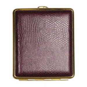 Zigaretten-Etui Kunstleder dunkelrot mit goldenem Rahmen mit Eidechsen-Struktur