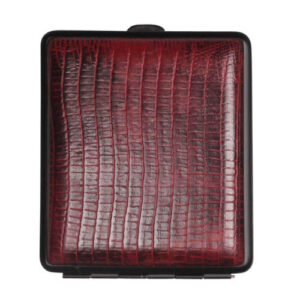 Zigaretten-Etui Kunstleder rot mit Eidechsen-Struktur